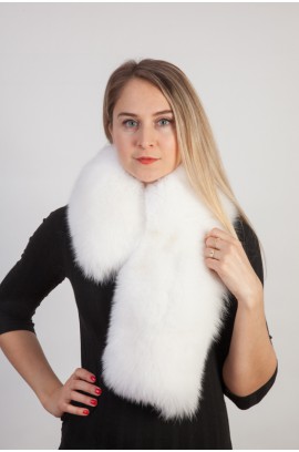 White fox fur scarf-collar